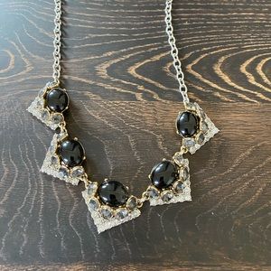 Stella& Dot Rory Statement Necklace Black & Rhinestone